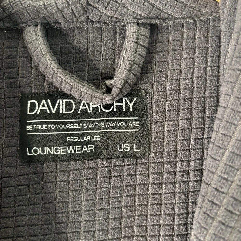 David Archy L Mens Long Robe Pockets Dark Gray Fleece Waffle Bathrobe Belt
